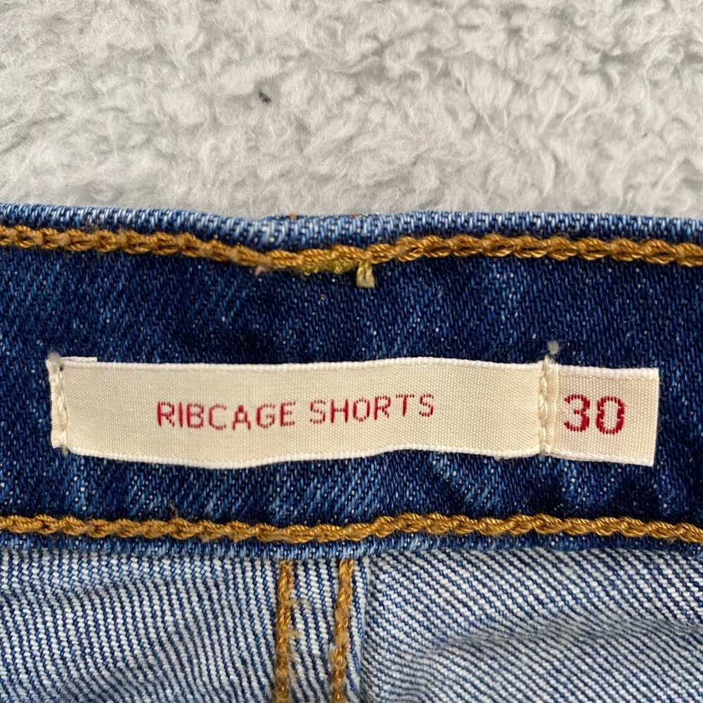 Levi's Ribcage Shorts Womens 30 Dark Wash High Waisted Stretch‎ Cut Off Denim - Picture 9 of 16
